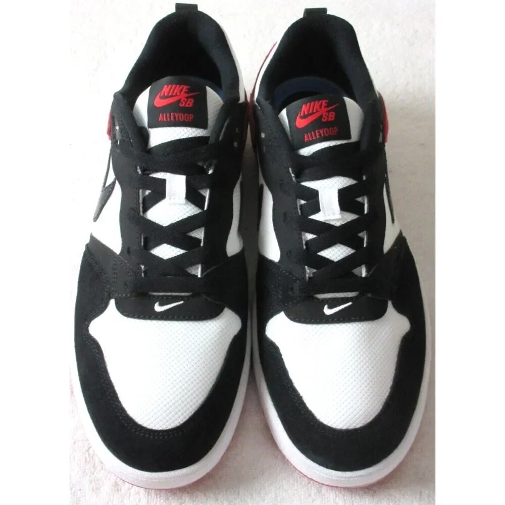 Nike Men's SB Alleyoop Classic Skate Shoes White Black University Red Sizes NIB